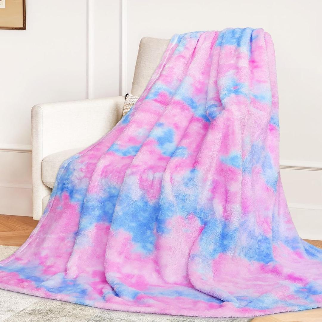 MUGD Blankets Fuzzy Soft Fleece Throw Blanket Cozy Soft Warm Throw Blanket for Bed (Throw(50"x70"/ 130x150cm), Blue Pink)