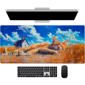 Extra Large Gaming Mouse Pad, Cute Computer Desk Mat, 35.5x15.7 Inches, 4mm Thick Non-Slip Rubber Base, Water Resistant for Home/OfficeAnimal