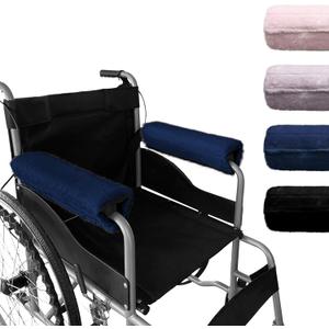 SPRING SEAON Wheelchair Armrest Covers 2 Pack Soft Memory Foam Wheelchair armrest Pads Wicking Washable for Office Transport Chair (Navy Blue)