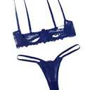 Avidlove Lingerie Set For Women Lace Bra and Panty Set Sexy Underwire Lingerie Set Navy Blue M