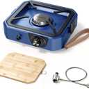 Upgraded Separate Ignition Needle WINKIZA Camping Stove with Cutting Board, Portable Propane Camp Stove with 8,000 BTU, Adjustable Burner with Piezo Ignition, Portable Gas Stove for Camping, BBQ