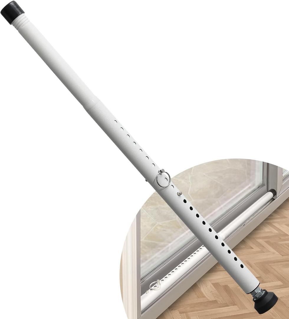 DIIG Sliding Door Security Bar, 17.7-50.5inch Heavy Duty Adjustable Sliding Patio Door Lock Bar with Rubber Tips, Diameter 1inch Window Security Bar for Home Apartment Travel Children Women (White)