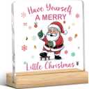 HTBIG Christmas Gifts, Have Yourself A MERRY Little Christmas Clear Desk Sign Decor For Friends Besties Colleagues Gifts, Home Bathroom Office Desk Shelf Cubicle Decorations Acrylic 4 x 4 inch
