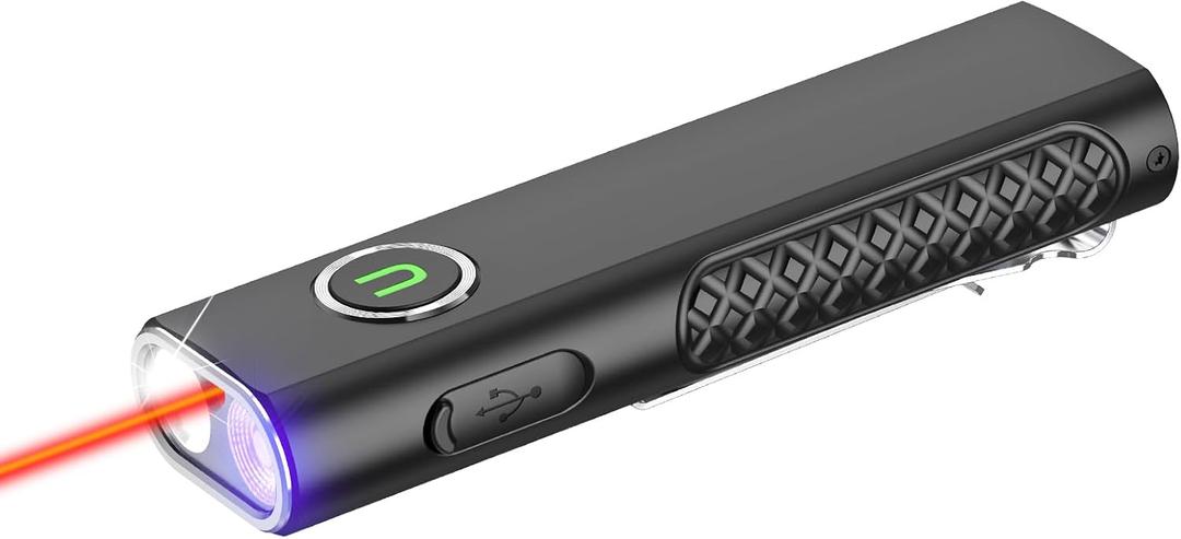 ULTRAFIRE Flat EDC Flashlight with White Light, UV and Red Beam, 1200 Lumens Rechargeable Triple Light Flashlight, Magnetic Compact Pocket EDC Light for Outdoors, Work, Emergency S3 (Matte Black)