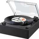 Fully Automatic Record Player, Bluetooth Belt Drive Vinyl Turntable, Magnetic AT-3600L Cartridge, Bluetooth in & Out, Hi-Fi Stereo Speakers, Aux in Headphone, RCA Out, Anti-Resonance - Black