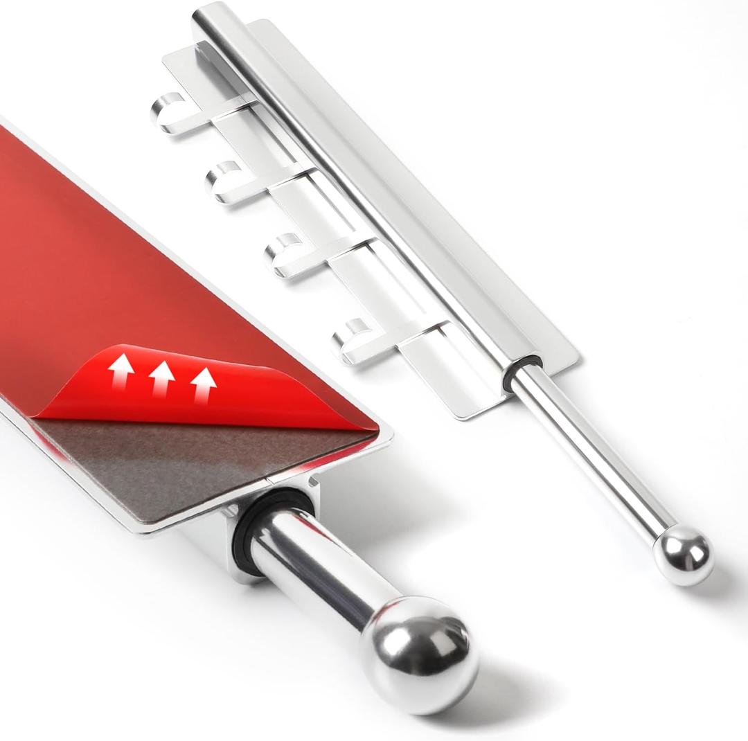 Adhesive Valet Rods for Closets Silvery Closet Valet Rod with Hooks 12 inch valet rod for closet pull out Valet Rods for Closet Storage and Organization Storage Clothes Hanger