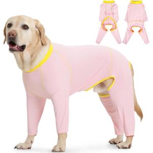 FUAMEY UPF 50+ Dog Sun Protection Full-Body Shirt for Large Dogs, Puppy Cooling Jumpsuit with Quick-Dry Stretchable Fabric, Outdoor Pet Dirt-Resistant Shedding Control Onesie for Summer, Pink, XL