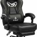 N-GEN GAMING Big & Tall Gaming Chair, Footrest, Lumbar Support, Dark Black | Ergonomic High-Back Chair for Adults, Padded Wide Seat with Heavy-Duty Base, Reclining Comfort for Computer, Office/Home Use