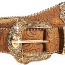 Brown Western Belt for Women Cowgirl Country Leather Belt for Jeans Pants (Brown)