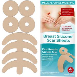 Silicone Scar Sheets, Silicone Scar Sheets for Breast, Washable & Reusable, to Reduce and Smooth the Scar, Exp 2028/02/15
