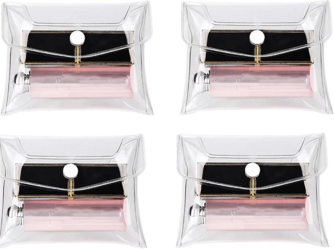 4Pcs Mini PVC Makeup Bag Small Clear Plastic Cosmetic Organizer Bag Pouch with Snap Closure for Vacation Travel, Bathroom and Organizing Makeup Bag Cosmetic Bags Bags and Cases