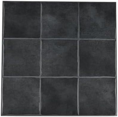 Zaida Black Peel and Stick Backsplash Tiles, 10-Sheet Spanish Handmade Glossy Tile for Kitchen, Self Adhesive Wall Tile with Thin & Lightweight Design (12" × 12",10 sq.ft)