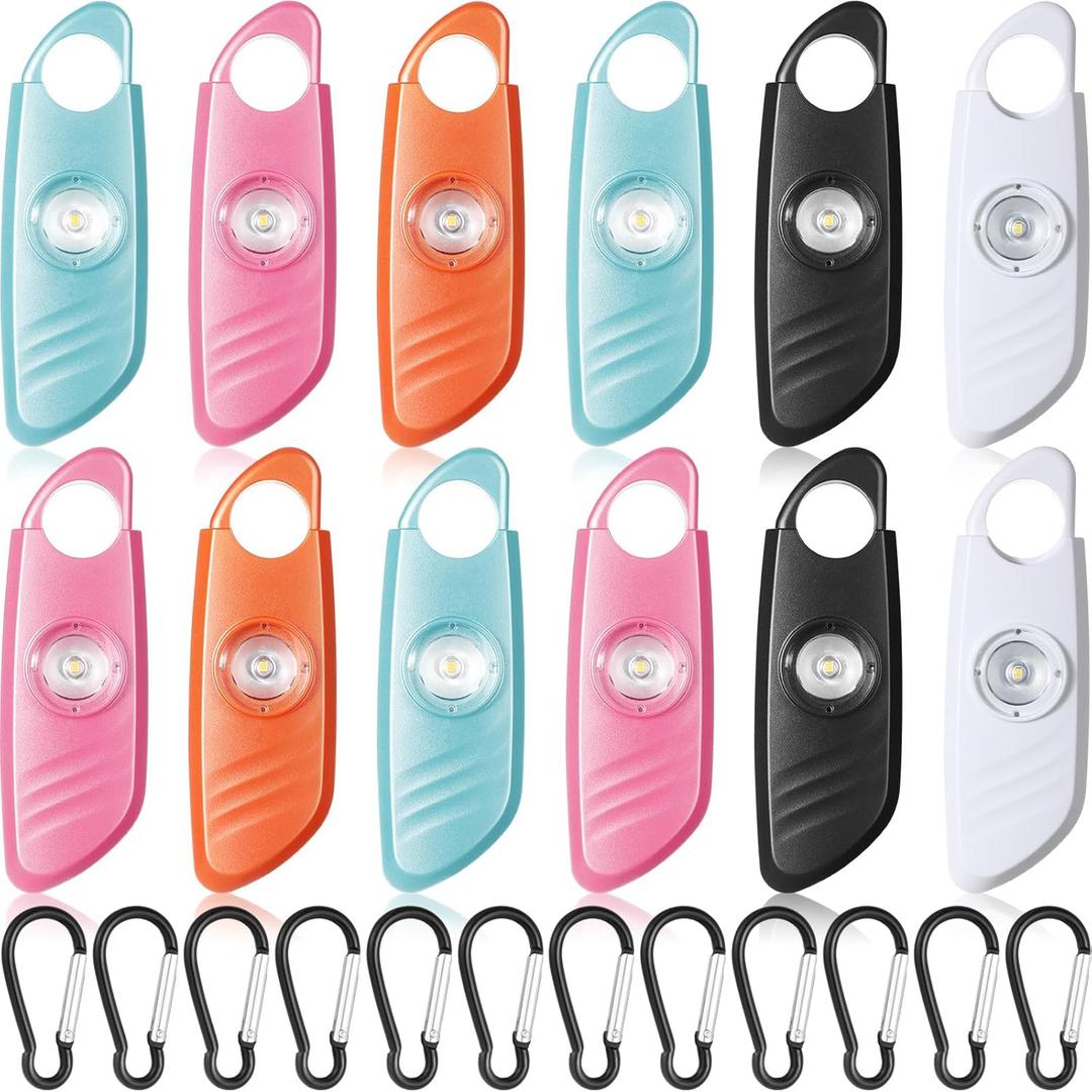 12 Pcs Personal Safety Alarm for Women with LED Strobe Light and 12 pcs Keychain 130DB Loud Sound Personal Siren Emergency Self Defense Alarm Keychain Safety Devices for Women Men Elderly