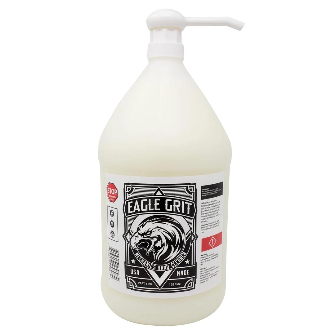 Eagle Grit Heavy Duty Industrial Hand Cleaner  USA Made Mechanic Soap  Silica-Based, Solvent - Degreaser  Removes Grease, Oil, Paint, & More  Moisturizing, Eco-Friendly 1 Gallon Hand Pump (128 Fl Oz (Pack of 1))