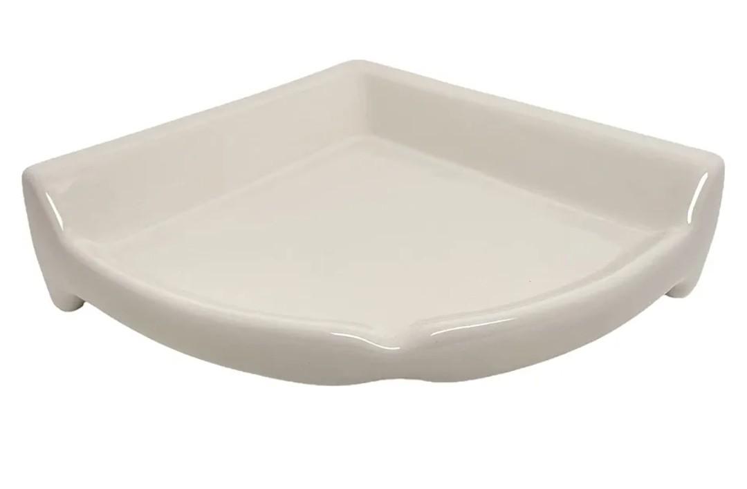 Tenedos Bone Almond Glazed Ceramic Bathroom Accessory (Large Size Corner Shower)-Not Suitable for Flat Surface Installation-Professional Installation Needed