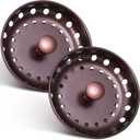 Retisee 2 Pcs Kitchen Sink Stopper Strainer Stainless Steel Drain Strainers for Universal 3-1/2 Inch Kitchen Sink Drain Replacement (Oil Rubbed Bronze)