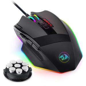 Redragon M801 Gaming Mouse, RGB PC Gaming Mouse MMO with 9 Programmable Buttons Macro Recording, 16000 DPI, Fire Button for Gaming Windows Computer - Wired, Black