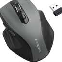 E-YOOSO Wireless Mouse, 2.4G USB Computer Mouse with 5 Levels 4000 DPI, 18 Months Battery Life, Ergonomic Grips, 6 Buttons Large Optical Mouse for Laptop, Mac, PC, Chromebook, Notebook (Gray)