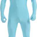 Sheface Men's and Women's Spandex Open Face Costume Bodysuit Stretchy Halloween Cosplay Face Open Body Suit (XX-Large, Light Blue)