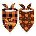 Thanksgiving Dog Bandana, Pumpkin Turkey Dog Thanksgiving Scarf Buffalo Plaid Printing Adjustable Bandana for Small Medium Large Dogs, Pack Of 20