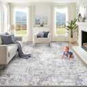 XLUEZ 9x12 Area Rug for Living Room, Washable Modern Abstract Large Area Rug Neutral Soft Non Slip Kids Rug Stain Resistant Indoor Carpet for Bedroom Dining Room Playroom Office (Bluegrey, 9'x12')