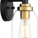 zeyu 1-Light Bathroom Sconces Wall Lighting, Modern Vanity Wall Lamp, Black and Gold Finish with Clear Glass Shade, ZG33B BK+BG