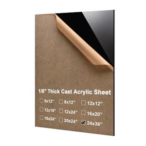 KINLINK 24x36 Plexiglass Sheets 1/8 inch Thick - 3mm Black Cast Acrylic Sheet, Plastic Board Polycarbonate Sheet for DIY Project, Craft, Table Top, Acrylic Sign and Wedding Invitation 1 Pack