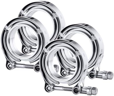 EVIL ENERGY 4PCS V Band Clamp with Flange Male Female 304 Stainless Steel, Pack 4
