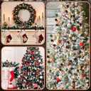 Janinka 12 Pieces 11.8 Inch Velvet Christmas Picks Green Brown and Linen Xmas Ball Picks Neutral Textured Tree Decoration Xmas Branches Hanging Decoration Wreath Home Office Party Ornament