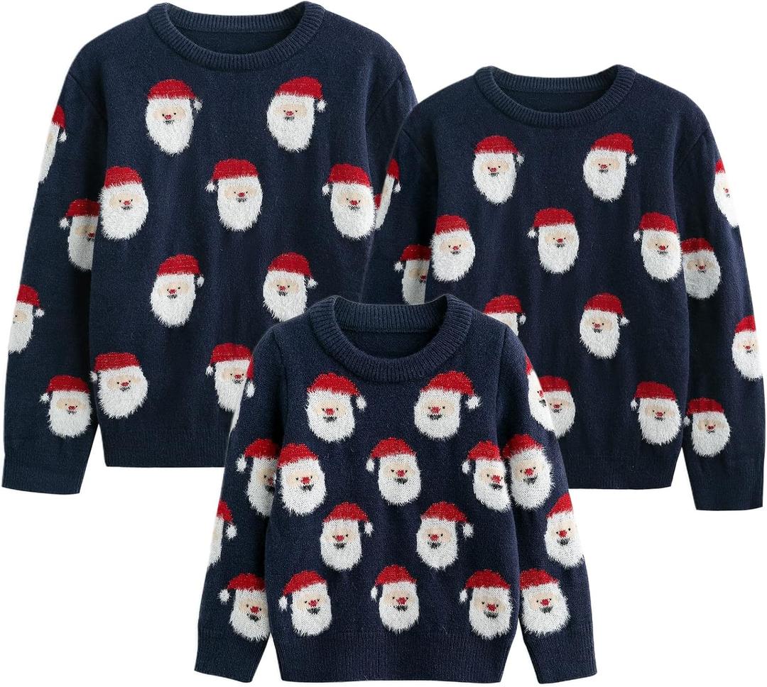 Simplee kids Ugly Christmas Sweater Family Matching Outfits for Holiday Party Knitted Pullover (7-8 Years, Santa-navy)