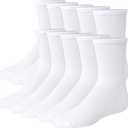 Hanes Girls' Uniform Crew Socks, Plain White Crew Socks, Knit Crew Socks for Girls, 10-pairs (Large)