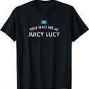 Jucy Juicy Lucy Cheeseburger Minneapolis Bar Food T-Shirt (Black, L)