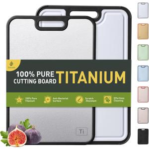 2 Packs Pure Titanium Cutting Boards for Kitchen Chopping Board with Handle 2 in 1 Meat Butcher Block Wedding Day Engagement Hostess Couple Newly Wed Christmas Married Fiancee Unique Cool Gifts (Black/White)