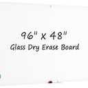 0.3mm Reinforced Metal Backing Glass White Board for Wall, 96" x 48" Extra Large Magnetic Pure White Tempered Glass Board with Frameless Design, 8' x 4' Dry Erase Board for Home, Office
