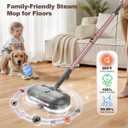 Scrubbing Steam Mop with Rotating Pads,All-in-One Spin Steam Cleaner for Floor Cleaning,Large Tank,23FT Cord, LED Headlights,Reusable Pads & Self-Standing,Safe for Hard Floor/Laminate/Marble