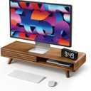 Tinamo 24" Wood Monitor Stand Riser with Sliding Door and Cable Management