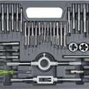 60pcs SAE & Metric Tap and Die Set, Metric Standard Rethreading Tool Kit, Coarse and Fine Threads for Cutting External and Internal Threads, Essential Repair Tool Kit with Storage Case