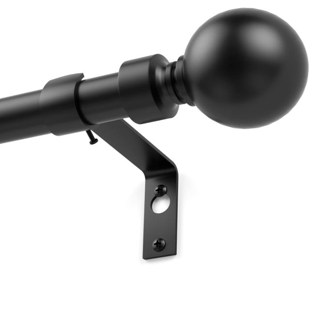 Matte Black Round Curtain Rods for Windows 32-94 Inch Adjustable, 3/4 Inch Stainless Steel Tension Rod for Bedroom, Living Room, Blackout Curtains, Farmhouse, Kitchen, Outdoor Use 