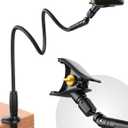 JOYROOM Gooseneck Phone Holder for Bed, [Upgrade Safety Lock] Flexible Long Arm Phone Stand, 720 Adjustable Desk Clamp Clip Phone Mount for iPhone 16 & All 4-7" Devices