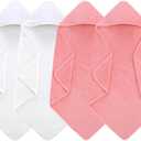 4 Pack Hooded Baby Towels, 32x32 Inch Absorbent Bath Towels, Soft Coral Fleece Hooded Towel for Newborns, Infants, and Toddlers Baby Bath Essentials (2X White + 2X Pink)
