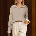 Arach&Cloz Women's Wool Blend Quarter Zip Pullover Sweater Trendy Winter Soft Casual Lapel Oversized Fit Top (L)