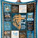 Christian Gifts for Men, Christian Textile Printers' Blankets 60"x50", Religious Gifts for Men, Religious Gift Ideas for Birthday Fathers Day Christmas Valentines Day, Mens Bible Throw Blanket