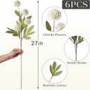 VIERENA 6 Pcs Faux Silk Pompon Mum Artificial Flowers for Vase -27", Bulk Fake Chrysanth Branches with Stems for DIY Bouquet Centerpieces Wedding Fillers Arrangements Shower Decorations (Cream)