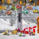 Pinkunn 36 Pcs Christmas Vehicle Wood Ornaments Set Transportation Hanging Ornaments Gifts for Tree Decor (Construction Vehicles)