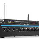 Pyle Home Compact Public Address Mono Amplifier - Professional 120 Watt Home Power Audio Sound PA Speaker Receiver System w/ RCA, Headphone, 2 Microphone Inputs, Independent Volume Control - PT210