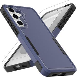 yuanming for Samsung Galaxy S25 FE Case, Dual Layer Protective Heavy DutyNon-Slip [Military Grade 16ft.Drop Tested] with HD Screen Protector, Shockproof Rugged Phone Case (Blue)