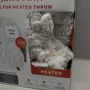 Berkshire Life Heated Throw - 50 in X 60 in Electric Blanket - EZ Touch Button - 4 Heat Settings - Machine Washable - Extra Long Cord - Reversable White Luxe Faux Fur to Color - Grey