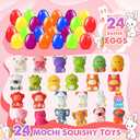24pcs Prefilled Easter Eggs with Animal Squishy Toys, Party Favors for Kids, Easter Basket Stuffers Egg Hunt Egg Fillers Mochi Squeeze Toys for Boys Girls, Birthday Gifts, Classroom Prizes