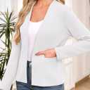 AGSEEM Full Lining Sweater Blazers for Women Open Front Long Sleeve Work Office Suit Jackets Blazer with Pockets (White, S)