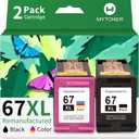 MYTONER 67 Ink Remanufactured Ink Cartridge Combo Pack Replacement for HP 67 Ink 67XL for DeskJet 2755e 2755 2700e 2700 2734e 4155e Envy 6055e 6400 6000 Envy Pro 6458 6452 Printer (2 Pack)